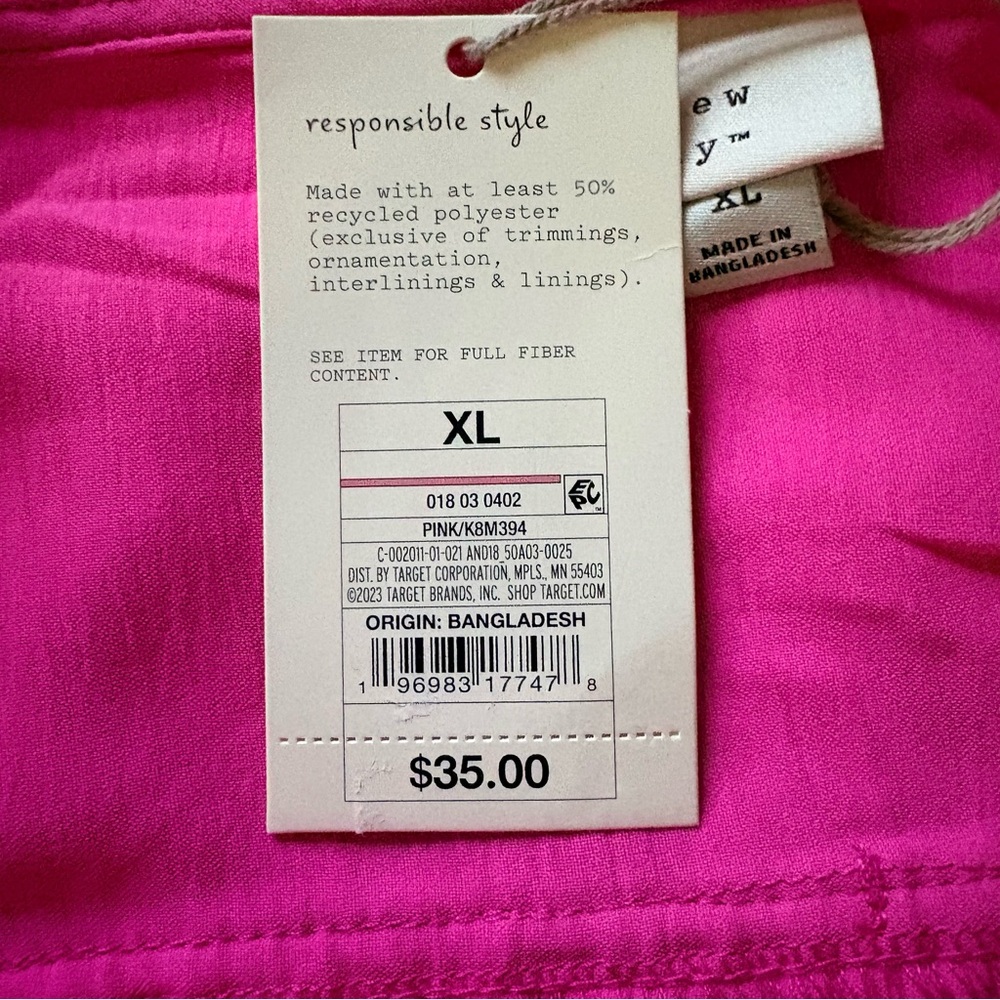 NWT A New Day Pink Maxi Dress Size XL Crinkle Gauze Cutout Front Target - Picture 5 of 5